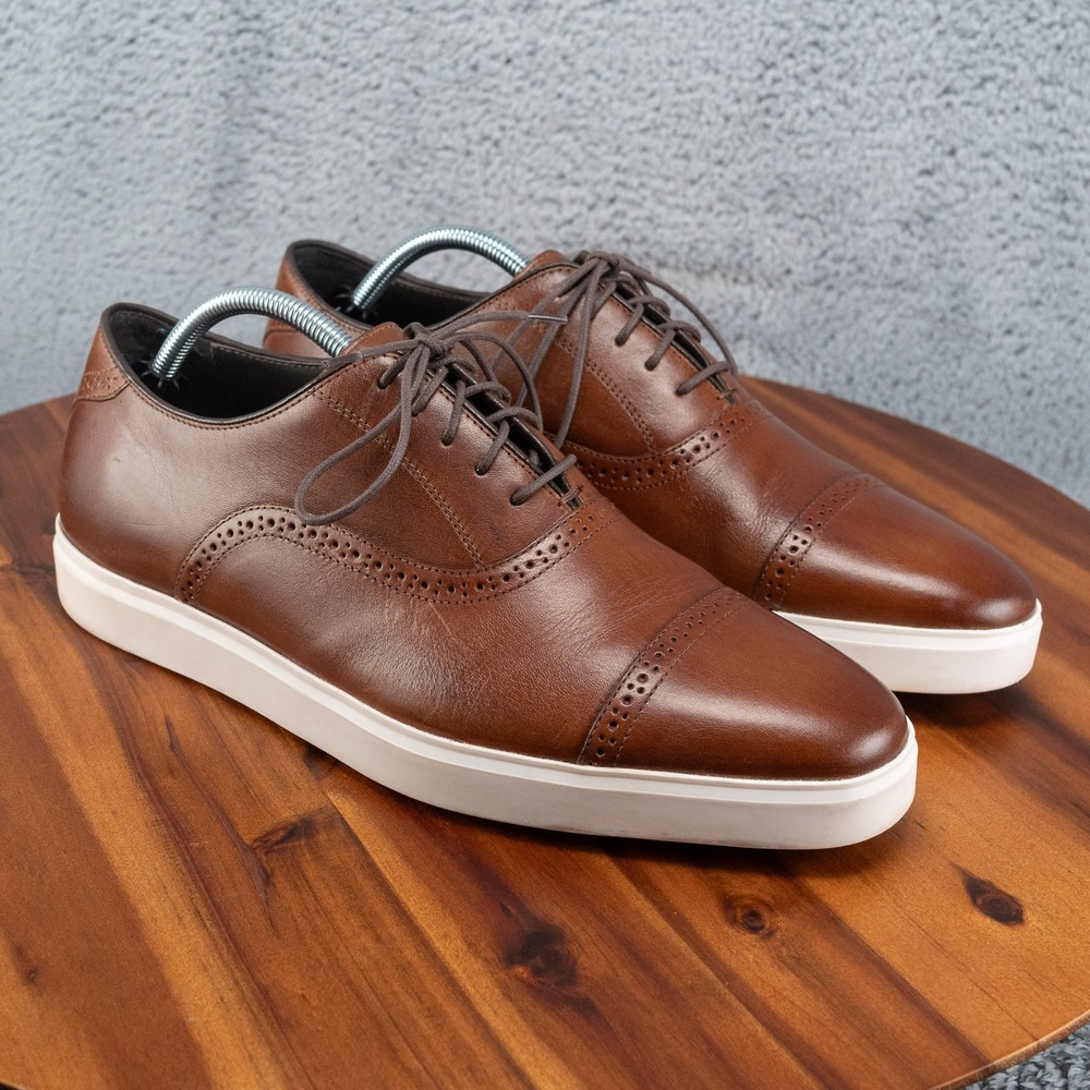 Johnston Murphy Brody Cap Toe Oxford Brown Hand Stained Leather TRUFOAM Men 11